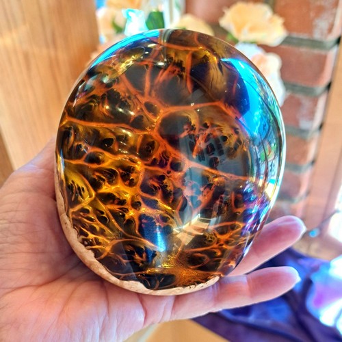 SH216 Torched Maple Burl & Amber Resin $200 at Hunter Wolff Gallery